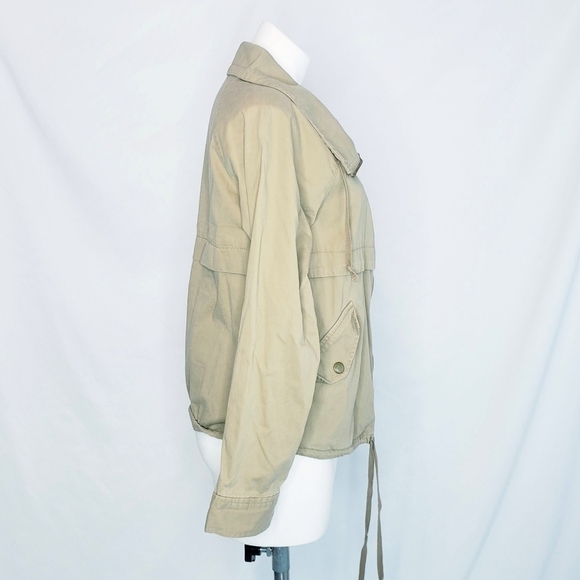 LOFT Lightweight Utility Jacket Khaki Tan Coat Cotton - Picture 2 of 8
